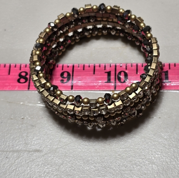 Gold Tone Beaded with Bling Coil Bracelet - Picture 3 of 3